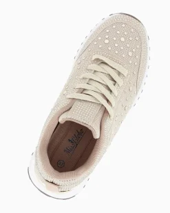 MISS GLOBO - Sneakers beige con lacci e strass