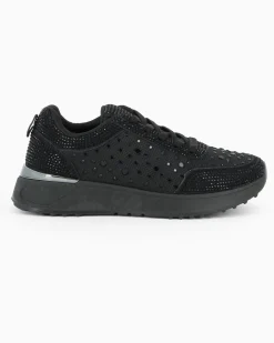 MISS GLOBO - Sneakers nera con lacci e strass