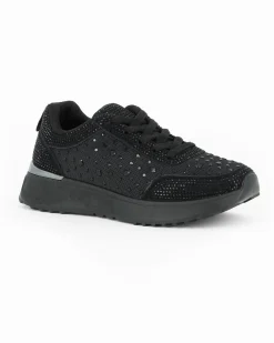 MISS GLOBO - Sneakers nera con lacci e strass
