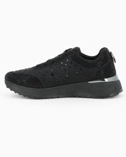 MISS GLOBO - Sneakers nera con lacci e strass