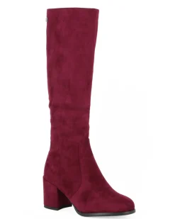 MISS GLOBO - Stivale bordeaux scamosciato con zip laterale, tacco 7CM