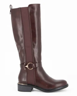MISS GLOBO - Stivale marrone con zip laterale e gambale elasticizzato, tacco 3,5CM