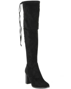 MISS GLOBO - Stivale nero scamosciato con zip laterale e coulisse, tacco 8CM