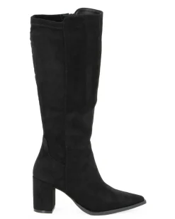MISS GLOBO - Stivale nero scamosciato a punta con zip laterale, tacco 7CM