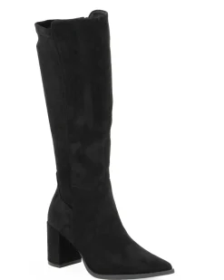MISS GLOBO - Stivale nero scamosciato a punta con zip laterale, tacco 7CM