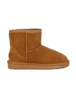 MISS GLOBO - Stivaletto camel in VERA PELLE con pelliccia interna
