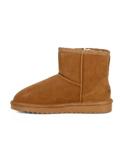 MISS GLOBO - Stivaletto camel in VERA PELLE con pelliccia interna