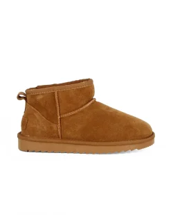 MISS GLOBO - Stivaletto camel in VERA PELLE con pelliccia interna