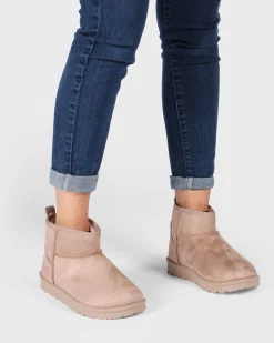 MISS GLOBO - Stivaletto khaki scamosciato con pelliccia interna