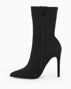 MISS GLOBO - Tonchetto nero a punta in lycra con zip laterale, tacco 11CM