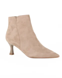 MISS GLOBO - Tronchetto khaki scamosciato a punta con zip laterale, tacco 6CM