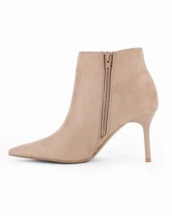 MISS GLOBO - Tronchetto khaki scamosciato a punta con zip laterale, tacco 8,5CM