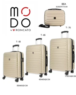 MODO BY RONCATO - TROLLEY ABS BEIGE 4 RUOTE CON COMBINAZIONE TSA