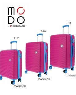 MODO BY RONCATO - TROLLEY FUXIA/AZZURRO 4 RUOTE DOPPIE IN ABS CON COMBINAZIONE TSA