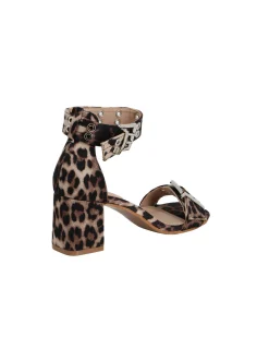 MY JEWELS - Sandalo leopardato in raso con doppia fibbia, tacco 6CM