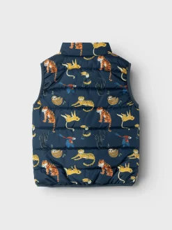 NAME IT - SMANICATO BLU DA BAMBINO  CON STAMPA DINOSAURI
