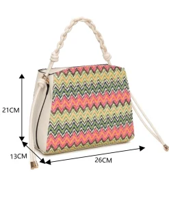 NARDINI - Borsa a mano multicolor effetto paglia con tre scomparti interni e manico intrecciato, tracolla removibile
