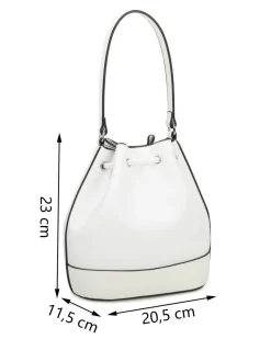NARDINI - Borsa a spalla bianca effetto intreccio con coulisse e tracolla removibile