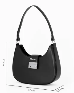 NARDINI - Borsa a spalla nera con mini pattina e tracolla removibile