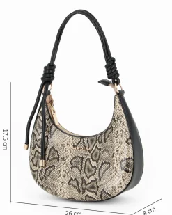 NARDINI - Borsa a spalla taupe pitonata, tracolla removibile