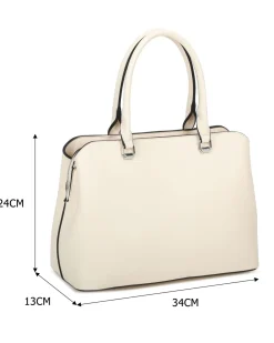 NARDINI - Borsa due manici beige con tre scomparti principali, tracolla removibile