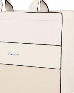 NARDINI - Borsa piccola due manici beige con fasce frontali lavorate, tracolla removibile