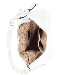 NARDINI - Borsa sacca bianca effetto intreccio con tasca posteriore, tracolla removibile
