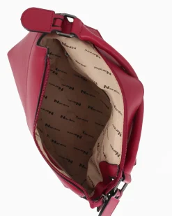 NARDINI - Borsa un manico rubino con patta diagonale e tasca posteriore, tracolla removibile
