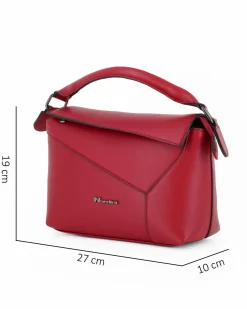 NARDINI - Borsa un manico rubino con patta diagonale e tasca posteriore, tracolla removibile