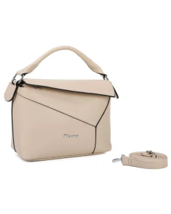 NARDINI - Borsa un manico taupe con patta diagonale e tasca posteriore, tracolla removibile