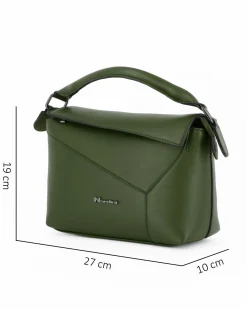 NARDINI - Borsa un manico verde con patta diagonale e tasca posteriore, tracolla removibile
