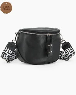 NARDINI - Marsupio nero da donna in VERA PELLE - MADE IN ITALY