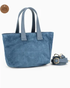 NARDINI - Minibag avio scamosciata in VERA PELLE con tasca posteriore, tracolla removibile - MADE IN ITALY