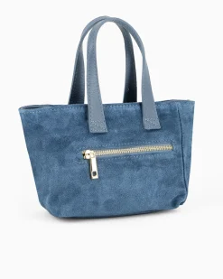 NARDINI - Minibag avio scamosciata in VERA PELLE con tasca posteriore, tracolla removibile - MADE IN ITALY