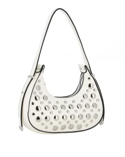 NARDINI - Minibag bianca con borchie metalliche argentate