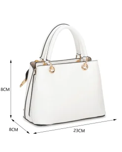 NARDINI - Minibag bianca con tre scomparti principali e catena con foulard, tracolla removibile