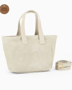 NARDINI - Minibag ghiaccio scamosciata in VERA PELLE con tasca posteriore, tracolla removibile - MADE IN ITALY