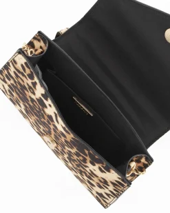 NARDINI - Minibag leopardata in raso con patta, catenina removibile