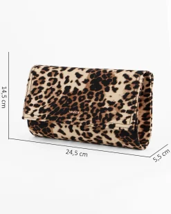 NARDINI- Pochette leopardata in raso con patta