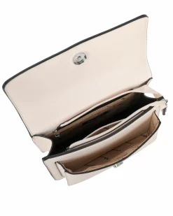 NARDINI - Tracolla beige con tasca frontale e morsetto sulla patta