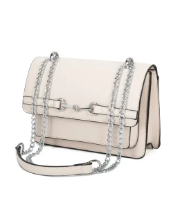 NARDINI - Tracolla beige con tasca frontale e morsetto sulla patta