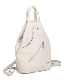 NARDINI - Zaino beige due manici con tasca frontale e spalline regolabili con zip