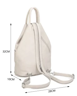 NARDINI - Zaino beige due manici con tasca frontale e spalline regolabili con zip
