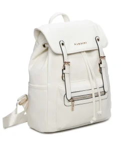 NARDINI - Zaino beige multitasche con patta e coulisse