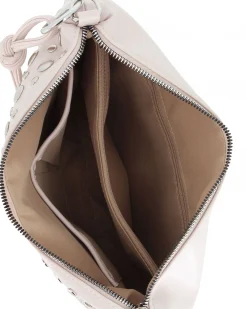 NARIDNI - Borsa un manico beige con borchie e tasca posteriore, tracolla removibile