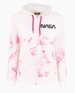 NASA - Felpa panna con cappuccio e full zip da donna