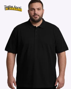 NAVY SAIL - Polo over manica corta nera