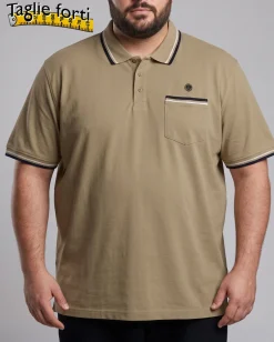 NAVY SAIL - Polo over manica corta beige