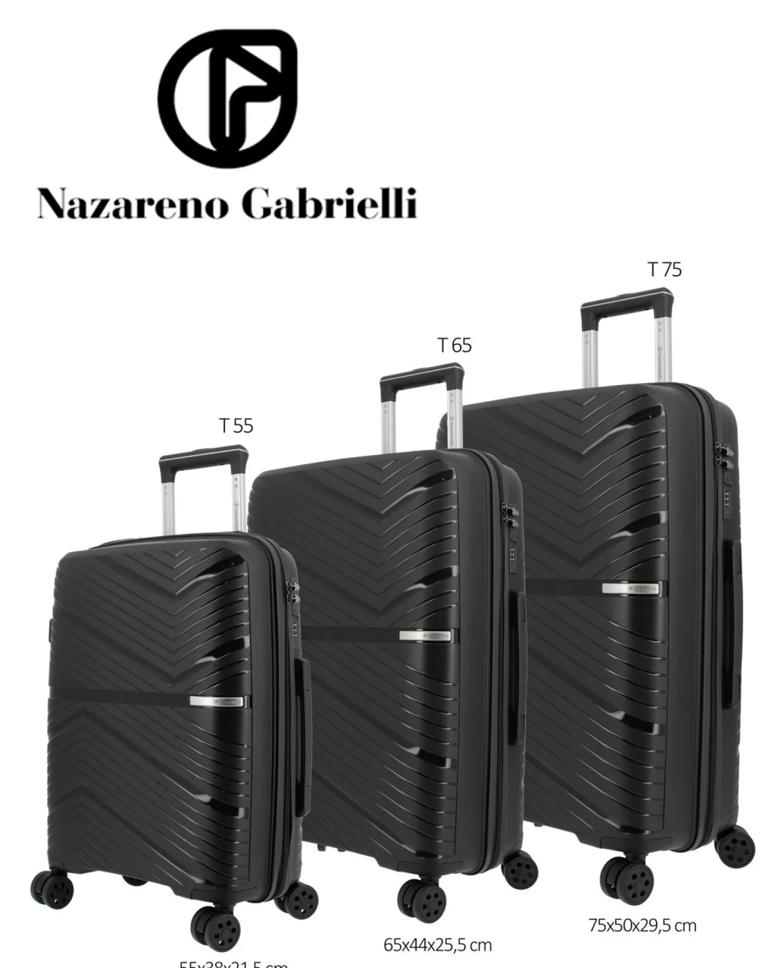 NAZARENO GABRIELLI - TROLLEY NERO IN ABS 4 RUOTE