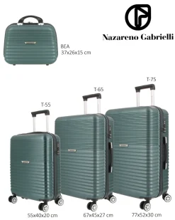 NAZARENO GABRIELLI - TROLLEY VERDE IN ABS 4 RUOTE